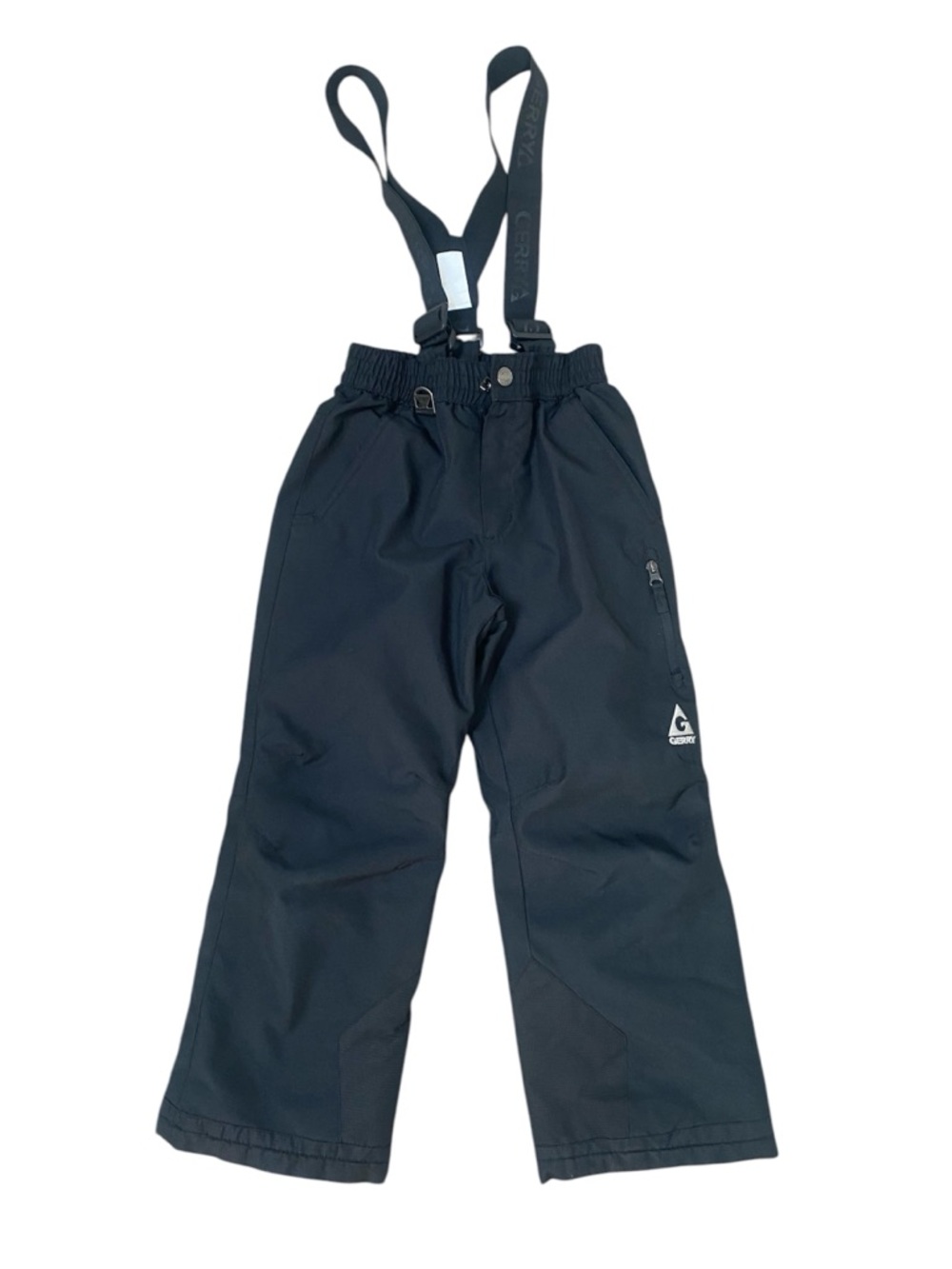 Kids Black Snow Pants with Adjustable Suspenders